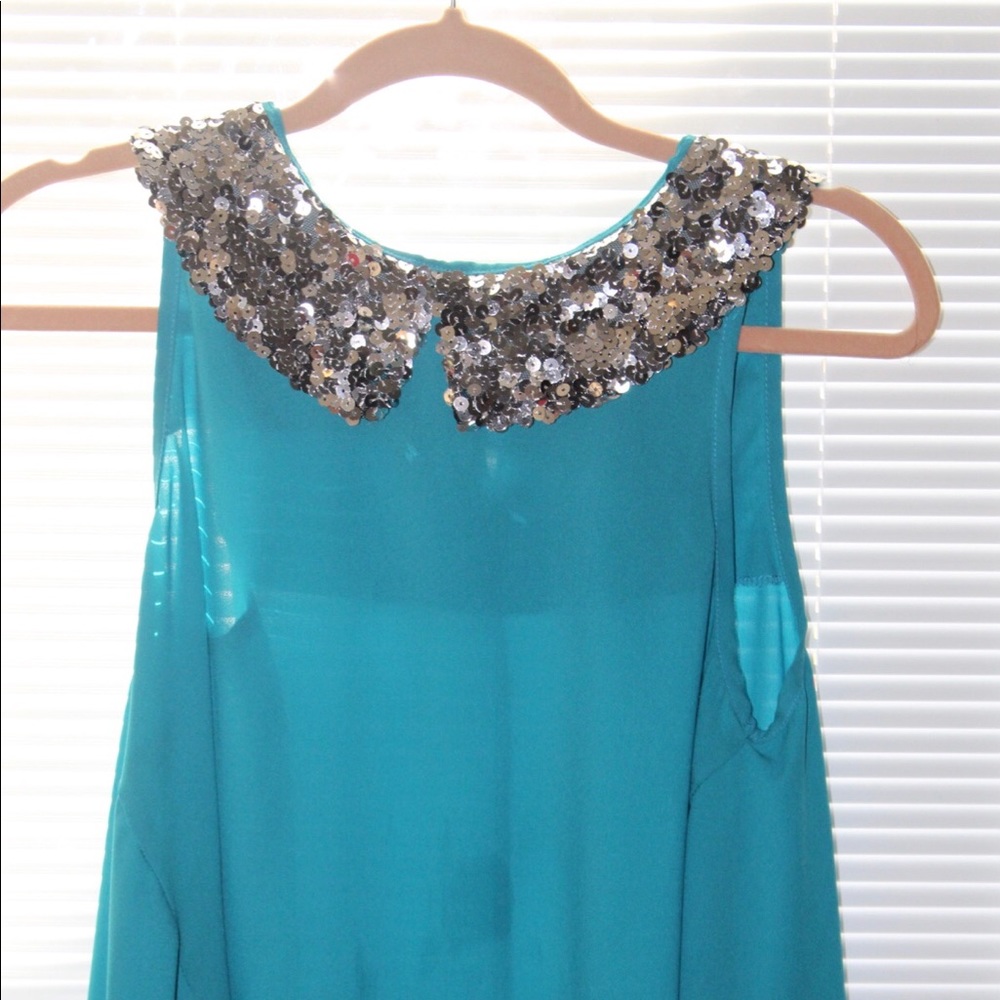 TOV Holy-G Teal Dress with Sparkly Collar